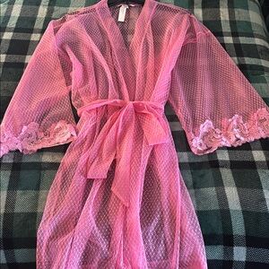 Victoria's Secret Pink Sheer Lace Robe